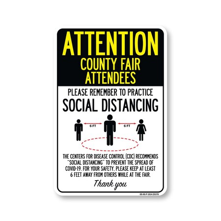 Signmission PSA, County Fair Attendees Practice Social Distancing, 14in X 10in Rigid Plastic, OS-NS-P-1014-25378 OS-NS-P-1014-25378