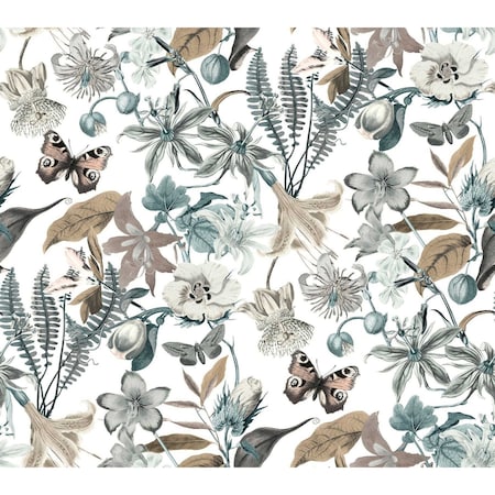 York Wallcoverings Butterfly House White and Blue Wallpaper BL1722
