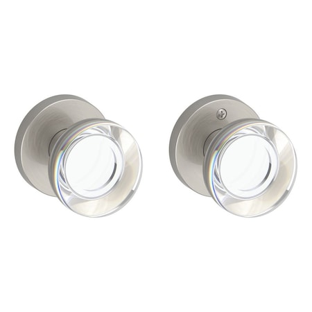 Baldwin Full Dummy Contemporary Crystal Knob and Contemporary Round Rose Satin Nickel Finish FDCCYCRR150