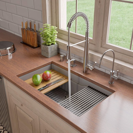 Alfi Brand Workstation Single Step Rim Bowl Fireclay Undermount / Drop In Kitchen Sink ABFS3219SUD-GM