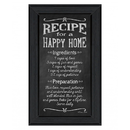 Homeroots Recipe for a Happy Home 2 Black Framed Print Wall Art 408148