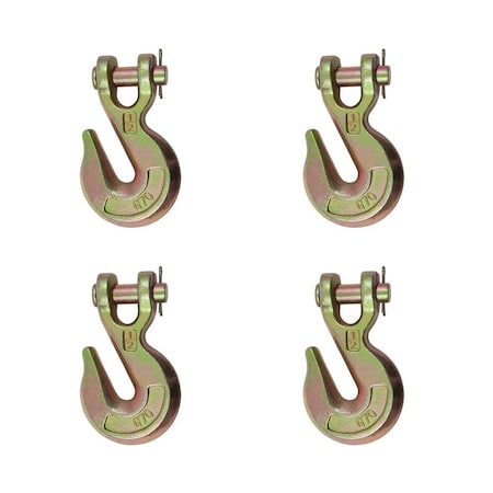 Mytee Products 1/2in Grade 70 Clevis Grab Hooks Wrecker Tow Chain Flatbed Truck Trailer, 4PK GH12x4