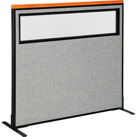 Global Industrial Interion Deluxe Freestanding Office Partition Panel w/Partial Window 48-1/4"W x 43-1/2"H Gray 694763WFGY