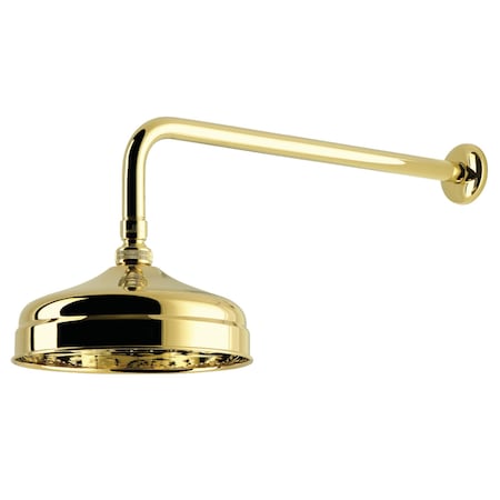Kingston Brass 8" Round Raindrop Brass Shower Head with 17" Shower Arm, Polished Brass K124K12