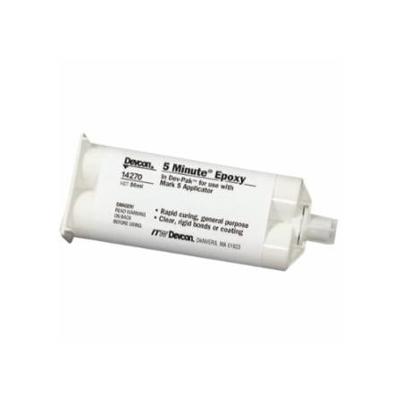 Devcon 5 Minute Epoxy, 50 mL, Dual Cartridge, Colorless to Light Yellow 230-14270