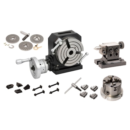 Hhip 4in H/V Rotary Table-Tailstock-Dividing Plates & Chuck Set 3906-2314