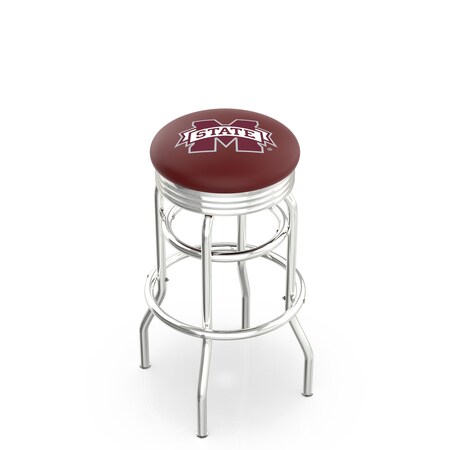 Holland Bar Stool Co 25" Chrome 2-Ring Mississippi State Swivel Bar Stool, Accent Ring L7C3C25MssStU