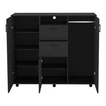 Homeroots 55" Black Two Drawer Combo Dresser 544042