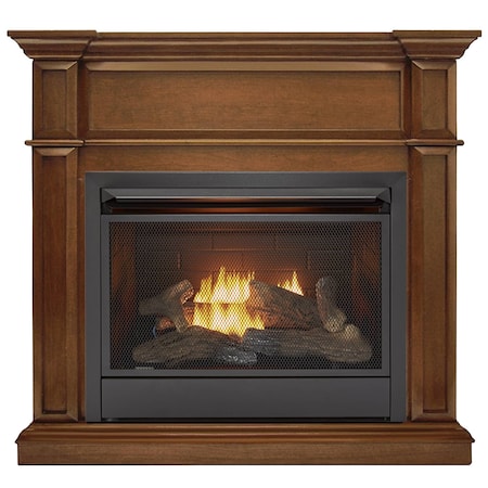 Duluth Forge Ventless Natural Gas Fireplace With Mantel - 26,000 BTU, Remote Control, Apple Spice Finish DFS-300NR-3AS
