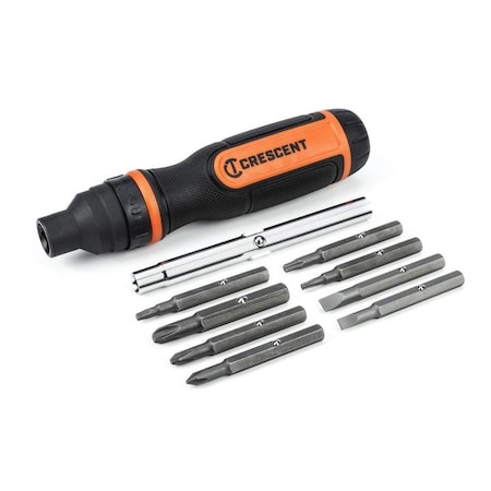 Crescent Multibit Screwdriver, 11In1, Ratcheting CMBS11R