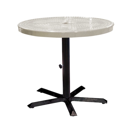Leisure Craft 36" Round Perforated Pedestal Table, Portable, 30"H, Sandstone 36TAB30-SANDSTONE