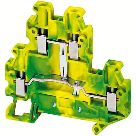 Schneider Electric Terminal Block, Screw-On, Green; Yellow NSYTRV44DPE