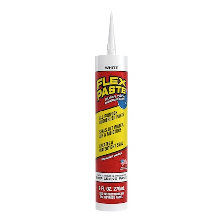 Flex Seal Silicone Sealant, 9 oz, Cartridge, White, Rubber Base, Not Applicable PFSWHTR10