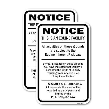 Signmission Supplemental Equine Liability, Heavy-Gauge Aluminum, 18" x 24", A-1824-25143 A-1824-25143