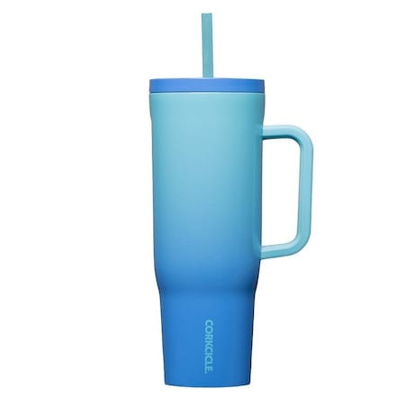 Corkcicle Tumbler, 40 oz, Sip Plus Straw Lid, Steel, Boom Box Blue, Insulated 2240CBBB