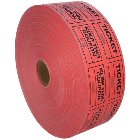 Non-Branded 2in x 1 3/4in Red Coupon/Raffle Tickets, 2000PK G4002RED