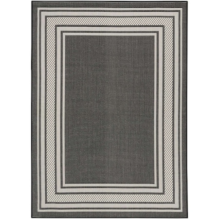 Homeroots 5' X 7' Black Geometric Indoor Outdoor Area Rug 572766