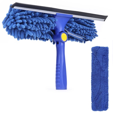 Bison Life 2-in-1 Window Squeegee Cleaning Kit, 2 Reusable 12" Sleeves, Glass Cleaning Tool Combo BLZ-WSQC-1