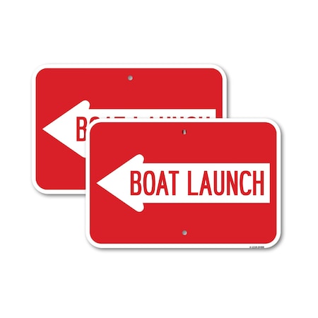 Signmission Boat Launch With Left Arrow, 18'' X 24'' 2 Signs, Heavy Gauge Aluminum, 2PK A-1824-2PACK-24406