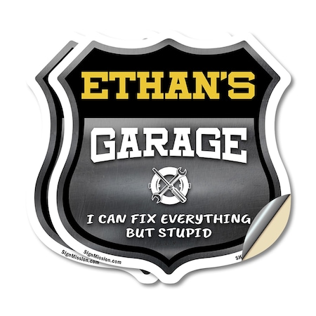 Signmission Ethan's Garage I Can Fix Everything But Stupid, 12 inch X 12 inch, Vinyl Decal, 2PK SHI-D-2PACK-12-490-ETHAN