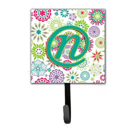 Carolines Treasures Letter N Flowers Pink Teal Green Initial Leash and Key Holder CJ2011-NSH4