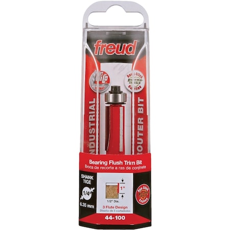 Freud 1/2'' x 1'' 3-Cutter Flush Trim Router Bit 44-100