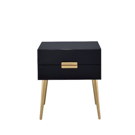 Homeroots 24" Black And Gold Wood And Iron End Table With Two Drawers 286383
