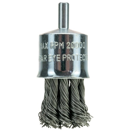 Powerweld Knotted Wire End Brush, 1-1/8 in, .014 in Steel Wire, 1/4 in Shank PWEBK118