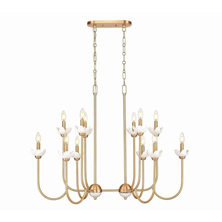 Z-Lite Allistair 12-Light Linear Chandelier, 24.5 in W, Modern Gold 352-42L-MGLD