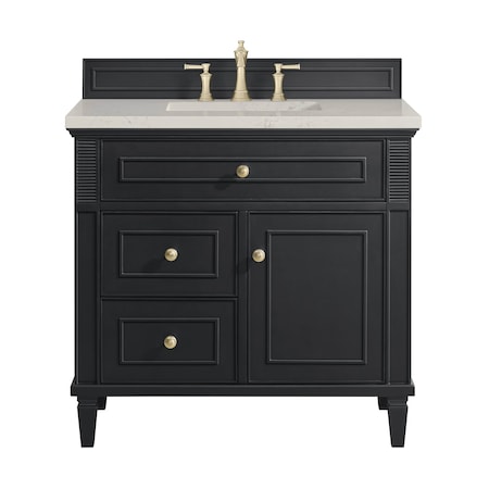 James Martin Vanities Lorelai 36" Single Vanity, Black Onyx, w/ 3 CM Siberian Silestone Top 424-V36-BKO-3SFR