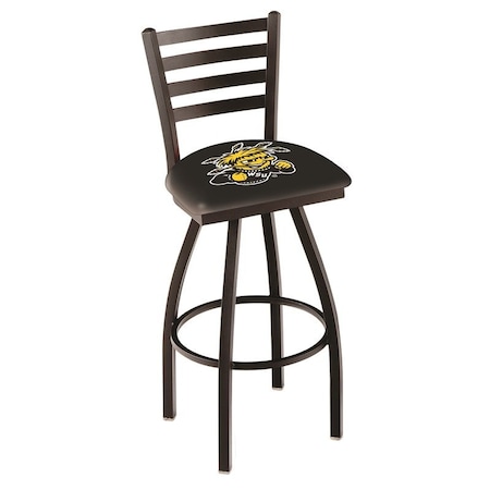 Holland Bar Stool Co 36" Blk Wrinkle Wichita State Swivel Bar Stool, Ladder Back L01436WichSt