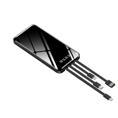 Data Processorme 10000 mAh Power Bank with Built-in Full Set Charging Cables DA3729861