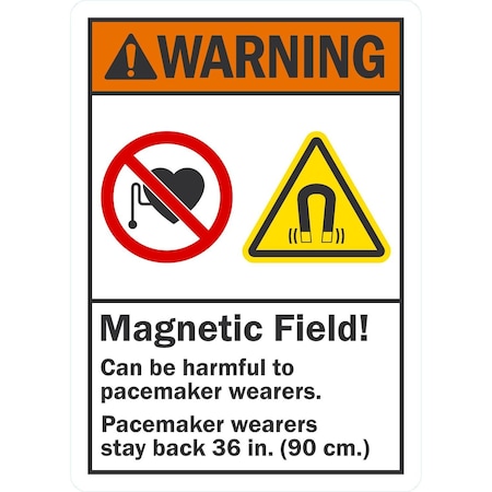 Lyle Warning Magnetic Field! Can Be Harmful To Pacemaker, 10x14, Non-Reflective, White G-1397-PL_10x14