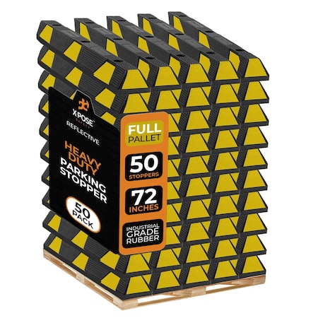 Xpose Safety Parking Block, Rubber, 4 in Height, 72 in Length, Black/Yellow, Full Pallet (50 pk) PBS-6-FP50-X