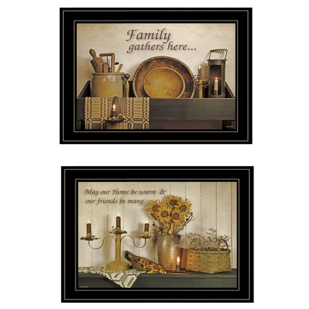 Set Of Two May Our Hearts Be Warm 2 Black Framed Print Kitchen Wall Art, 2PK