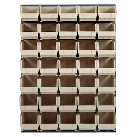 Quantum Storage Systems 48X61 GRAY LOUVERED PANEL WITH BINS IVORY QLP-4861-240-35IV