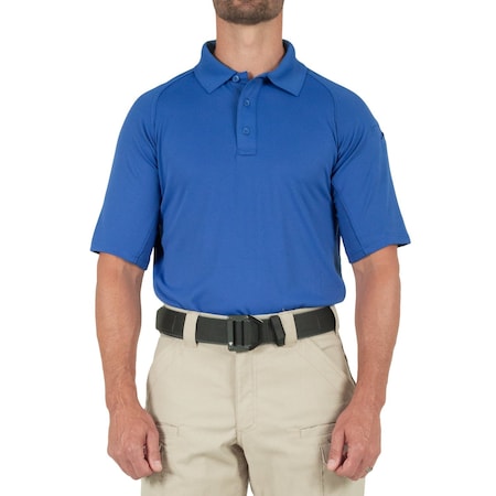 First Tactical PERFORMANCE POLO SHORT SLEEVE, 100% Polyester, Button, 1 Pocket(s), Royal Blue, L 112509