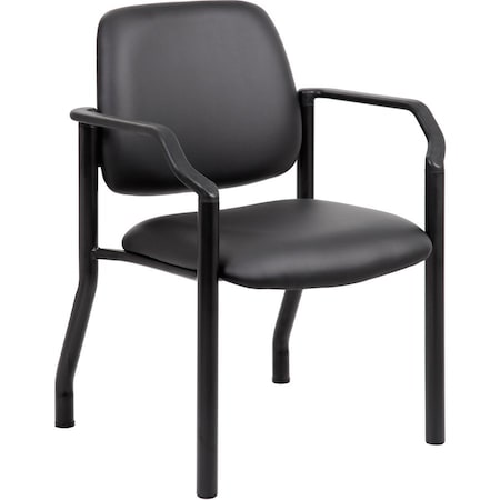 Boss Guest Chair, Black Seat, Black Back, 22" W 22" L 32-1/2" H, Fixed, Vinyl Seat B9591AM-BK