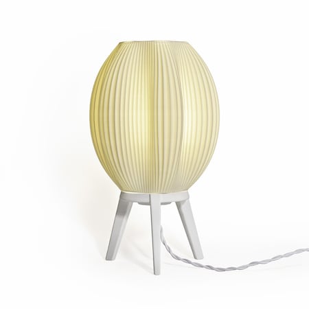 Jonathan Y Wavy 16.5" Modern Contemporary Plant-Based PLA 3D Printed Dimmable LED Table Lamp, White USA1000B