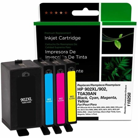 Clover Imaging Group Imaging Remanufactured Black High Yield, Cyan, Magenta, Yellow Ink Cartridges 118258