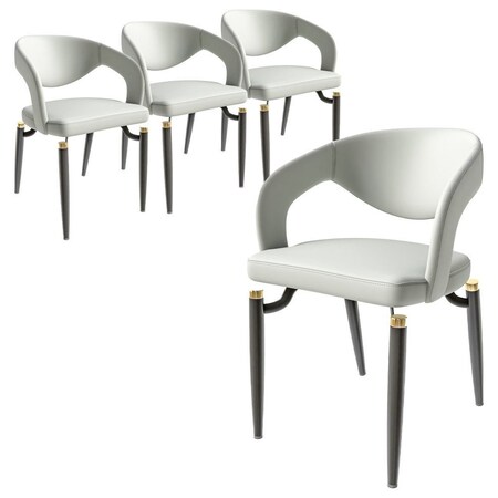 Leisuremod Entice Modern Leather Dining Chair with Iron Legs Open-Back Design in Grey, 4PK EC60GR-4