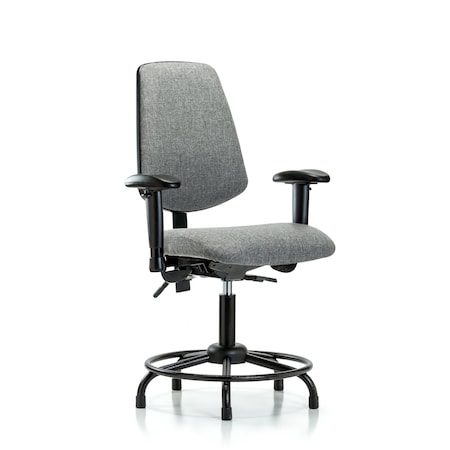 Blue Ridge Ergonomics Desk Chair Fab Desk Chair, Med, Bk, RT, Glds, Gry, Adjustable Arms, 19" to 24" Height, Fabric, Grey BR-FDHCH-MB-RT-T1-A1-RG-F44