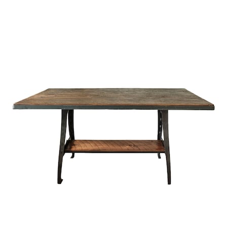 Homeroots 72" Brown And Black Solid Wood And Steel Sled Base Dining Table 518602