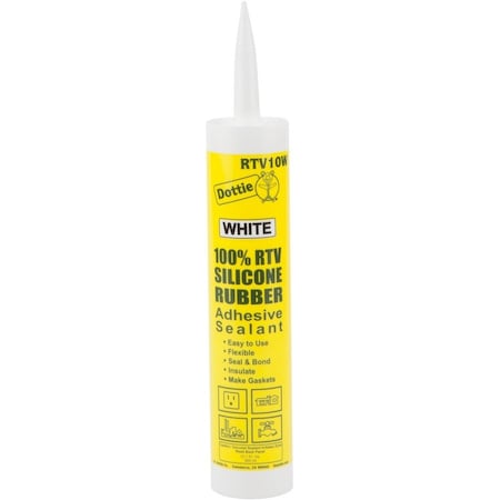 Dottie Silicone Sealant, 10.3 oz, Cartridge, White, Silicone Base RTV10W
