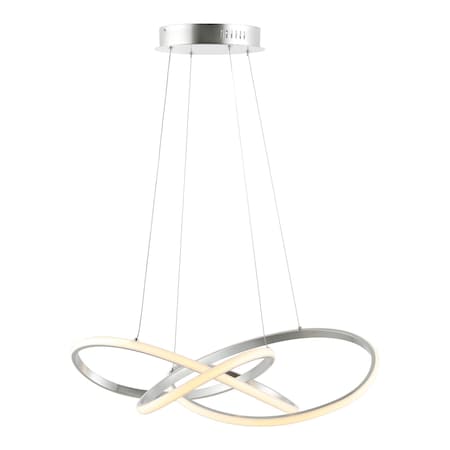 Jonathan Y Alexia 25" Abstract Integrated LED Metal Adjustable Pendant, Silver Painting JYL7219C