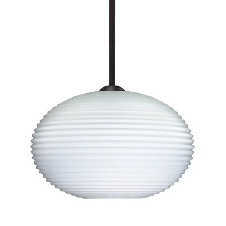 Besa Lighting Besa Pape 10 Pendant, Opal Ribbed, Black Finish, 1x 100W MAX E26 Base 1TT-491207-BK