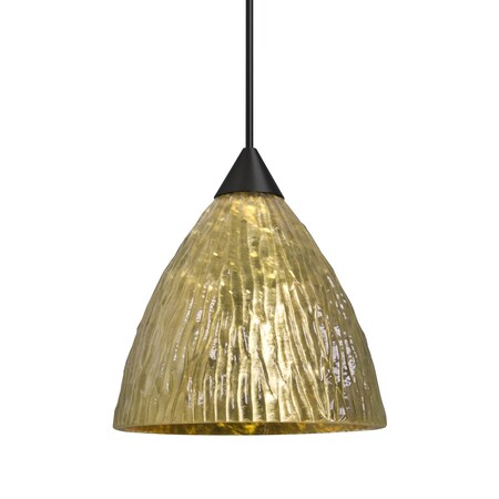 Besa Lighting Besa Eve Pendant, Stone Gold Foil, Black Finish, 1x 5W LED 1XT-EVEGS-LED-BK
