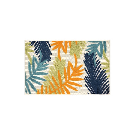 World Rug Gallery Palm Frond Indoor/Outdoor Area Rug 2 ft 7 in x 4 ft Multi 5550MULTI27X4