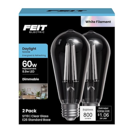 Feit Electric FT LED ST19 DL 60W, 2PK ST19CL950WFIL/2