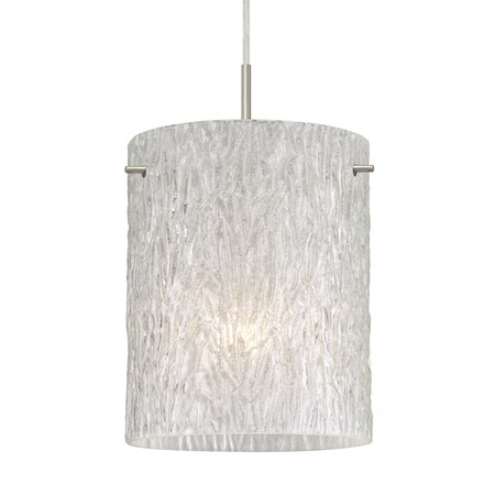 Besa Lighting Besa Tamburo 8 Pendant, Glitter Stone, Satin Nickel Finish, 1x 100W MAX E26 Base 1JT-4006GL-SN